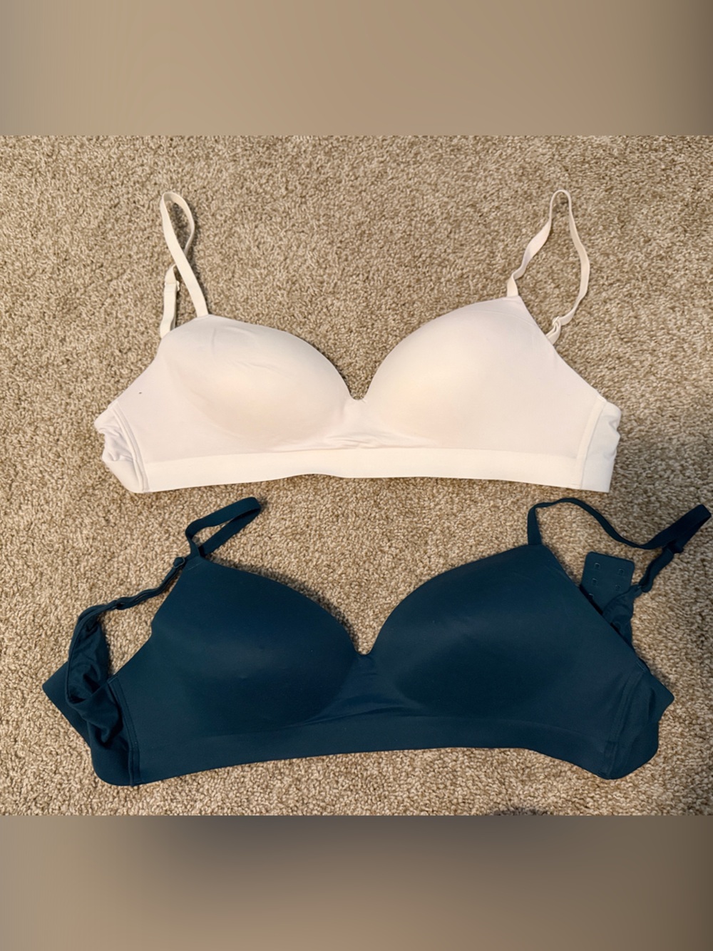Soma White and Dark Teal Seamless Molded Swim Bikini Tops